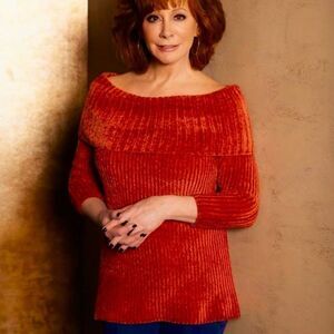 $98 REBA Chenille Women's Sweater Off Shoulder 3/4 Sleeves Size: Small